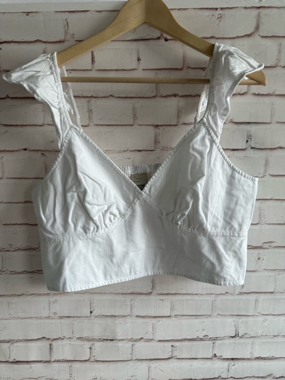 a new day White Ruffle Strap‎ Cotton Bralette Tank
